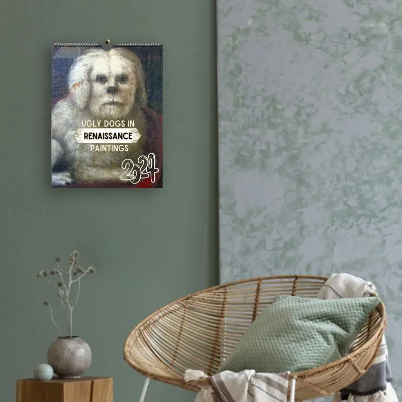 تقويم مضحك للكلاب تقويم جداري ، هفوة فنية جدارية ، هدية فكاهية ، مزحة ، 24 ، 42 × 8 ، 17 × 11 بوصة ، جاناري ، ديكامبر ،