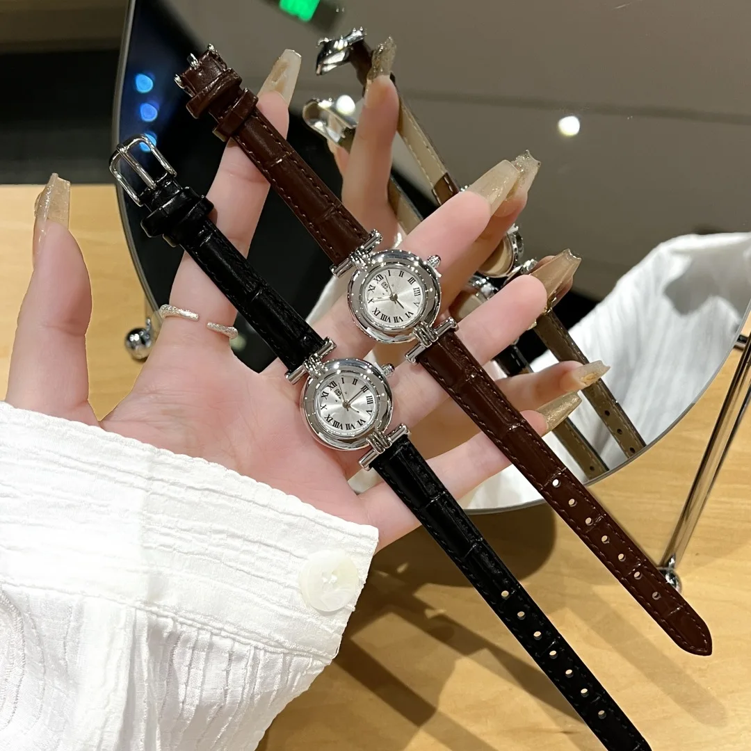 

Women Simple Elegant Quartz Watch, Brown White Small Dial, Versatile Leather Strap Casual Ladies Wristwatch Reloj Mujer