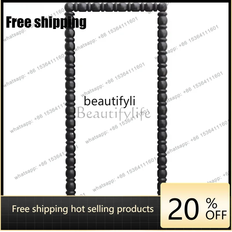 Factory Direct Wall-mounted square art black full-body mirror hand-carved wooden frame floor mirror size customization