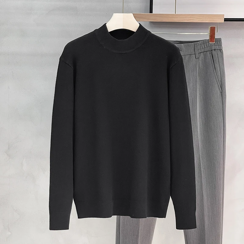 남성용 미드넥 니트웨어 슬림핏 두꺼운 가을 겨울 따뜻한 베이스 셔츠 이너웨어 하프 하이 칼라 스웨터 캐주얼 스타일