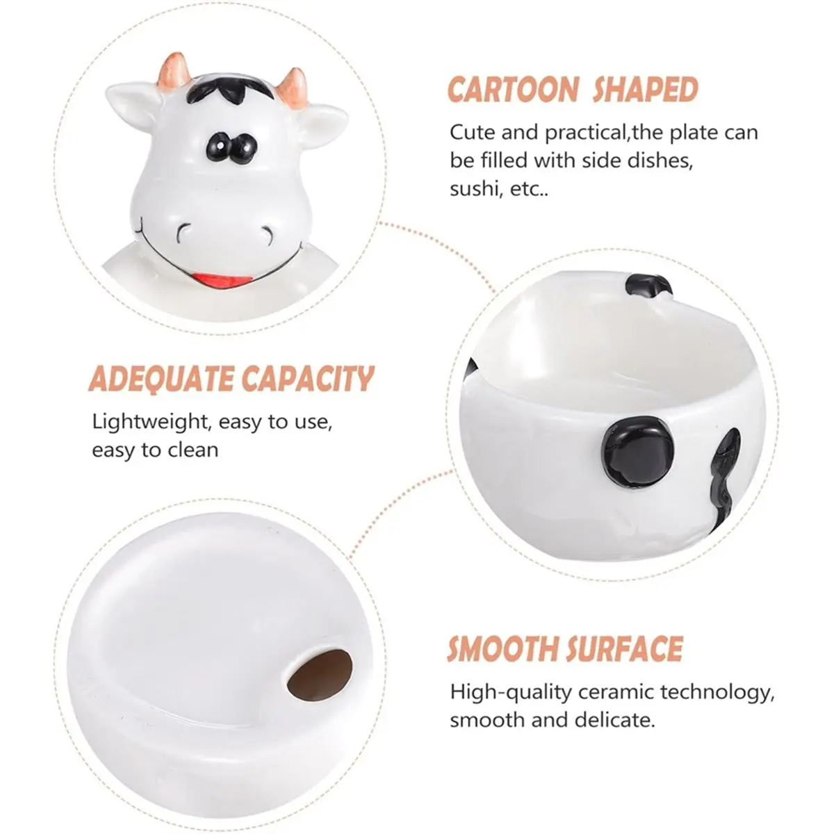 2026 New Cow Shaped Foods Bowl Ceramic Fruit Bowl Funny Animal Candy Dish Funny Serving Bowl for Snacks,Salad,Pasta,Sauce,Soup