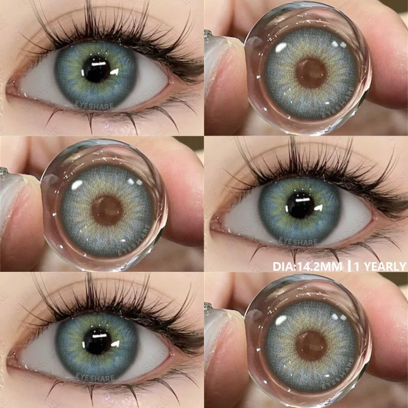 EYESHARE Colored Contact Lenses 1pair Natural Eye Lens Blue Eye Lenses Brown Lenses Gray Pupils Yearly Cosmetic Green Contacts