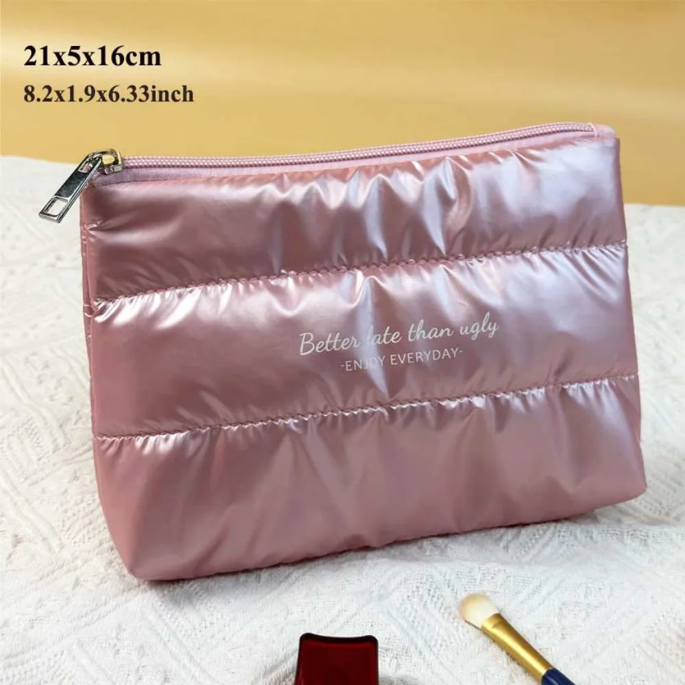

Модная блестящая пушистая косметичка на молнии, большая вместительная косметичка для хранения туалетных принадлежностей, стеганая косметичка-пуховик для женщин