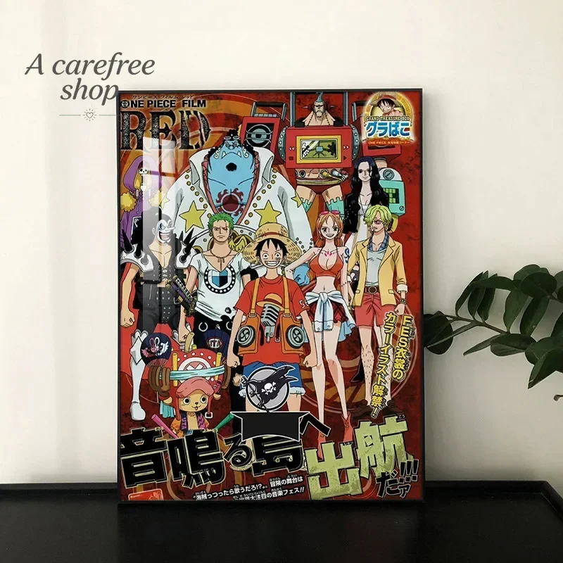 Anime One Piece Wall Decor Shanks Luffy Canvas Poster, Cartoon Hanging Painting for Entryway Bedroom Dorm Headboard