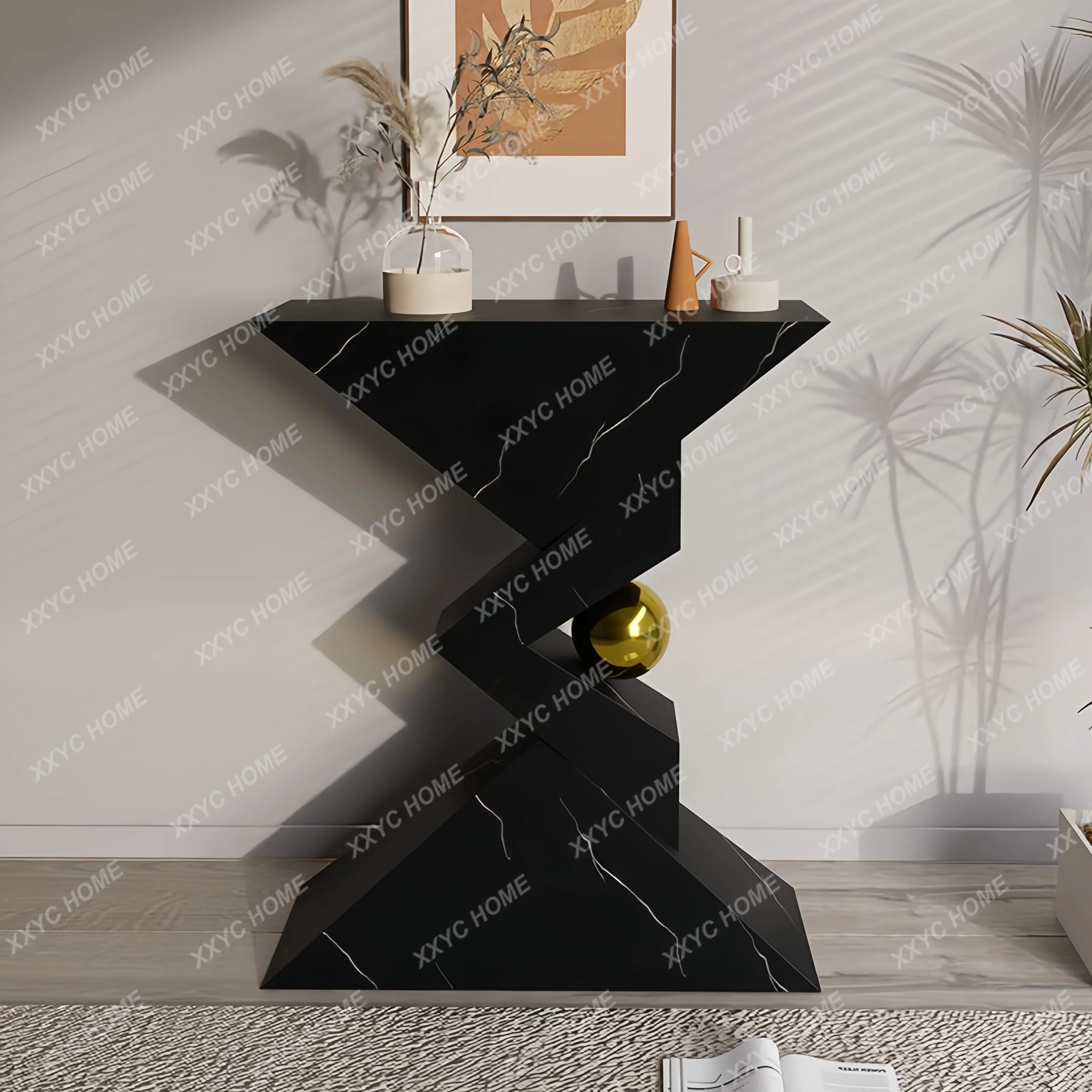 

L Entrance table Small size entry very narrow aisle corridor against the wall Entrance table minimalist high-end storage