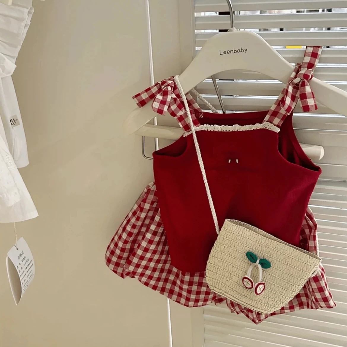 Preschool Children's Clothing Back to School Outfits 2025 New Summer Beach Costumes Vest+Red checkered Shorts 2Pcs Kid Sets 1-8Y
