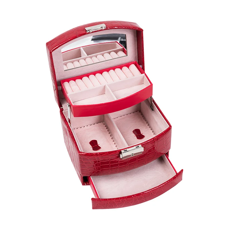 

Semi-automatic multi-layer hand high-end jewelry box large-capacity stud earrings earrings storage box ring women's cosmetics