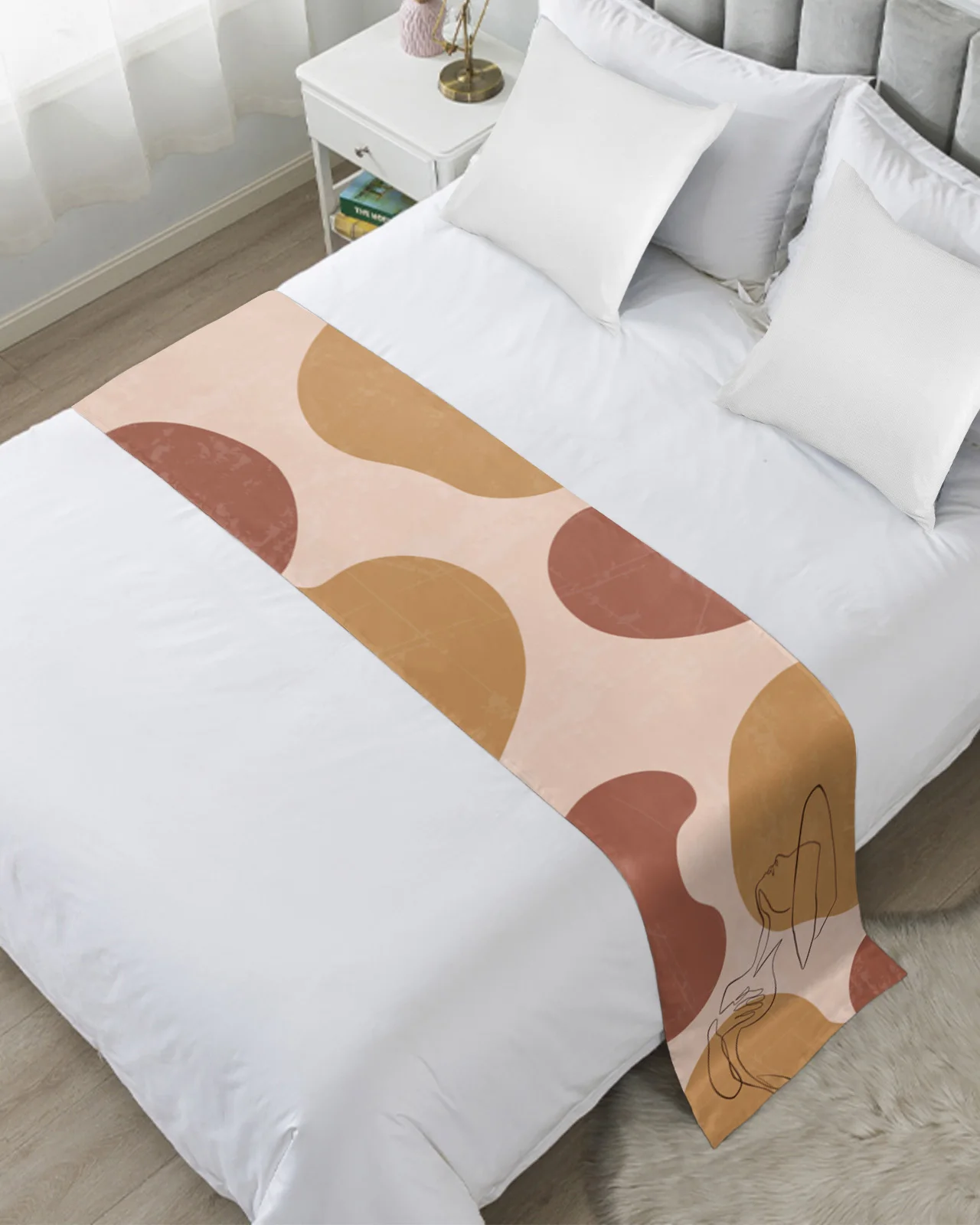 Simple Abstract Line Art Bedspreads Bed Runner Bed Flag Scarf for Home Hotel Decoration Bedding Single Queen King Bed Cover