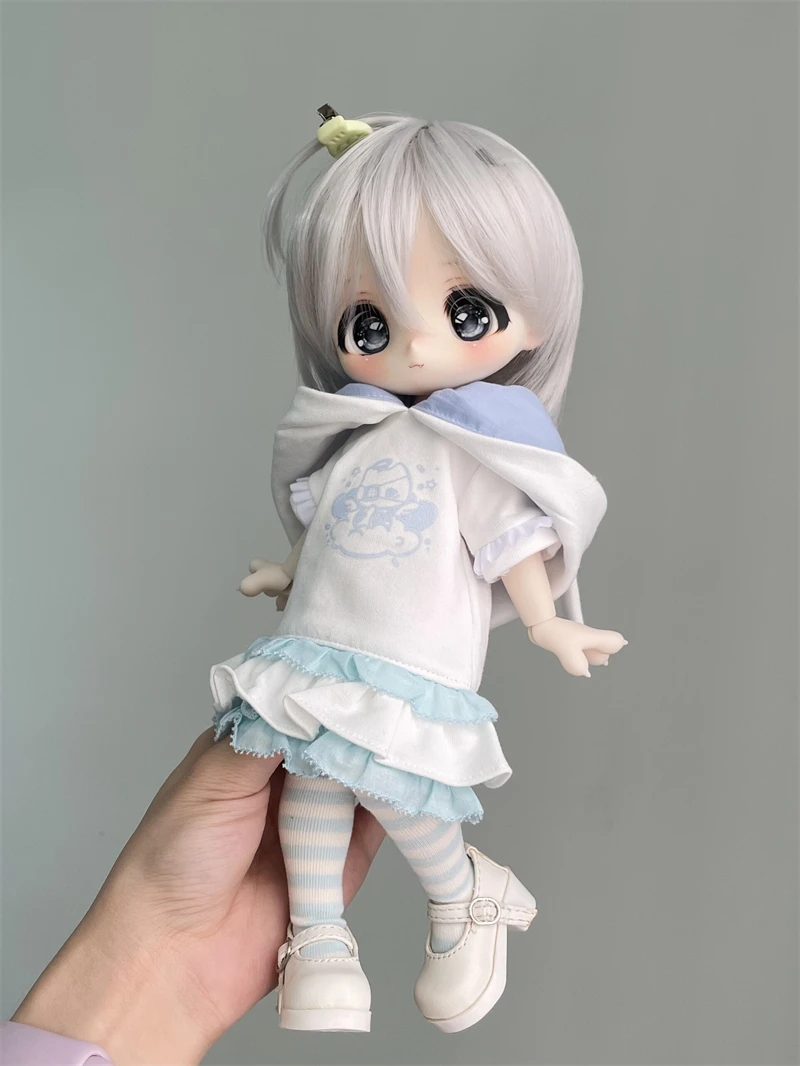 Roupas de boneca bjd adequadas para tamanho 1/6, conjunto de roupas de moletom de gato fofo, acessórios de boneca (1 pontos)