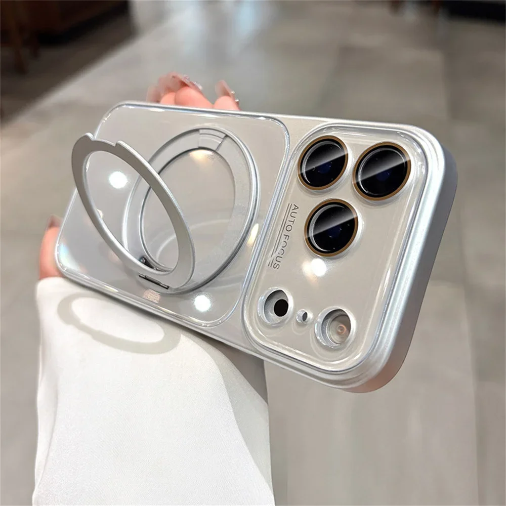 360° Rotating Holder Magnetic Phone  Case for iPhone 17 16 15 Pro Max 14 13 12 11 For Magsafe Lens Protection Glossy Cover - view 4