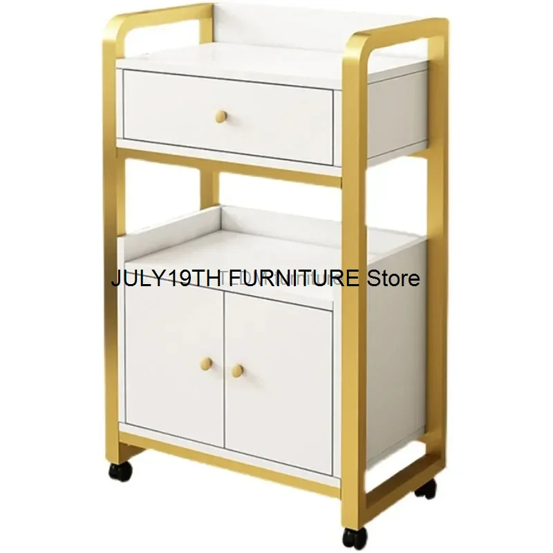 Beauty Salon Tool Cart Light Luxury Golden Salon Trolleys Creative Salon Furniture Room Rack Home Multi-layer Storage Cabinets