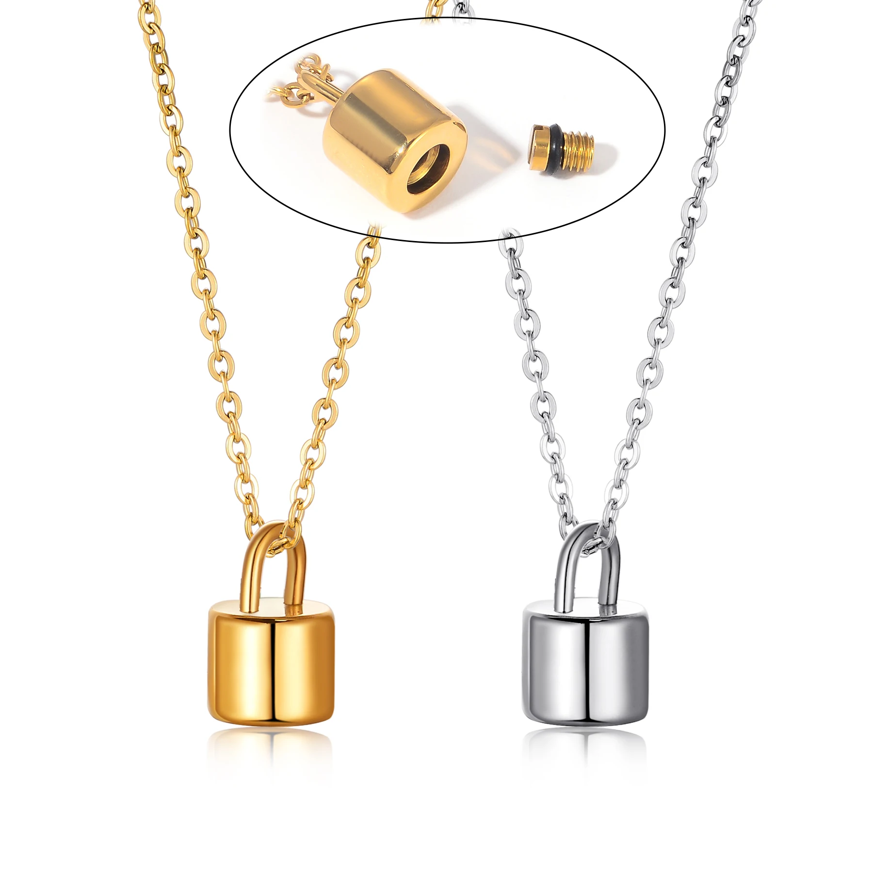 

Stainless Steel PadLock Urn Necklace for Pet/Human Ashes Memorial Casket Jewelry Cremation Keepsake Pendant Dropshipping