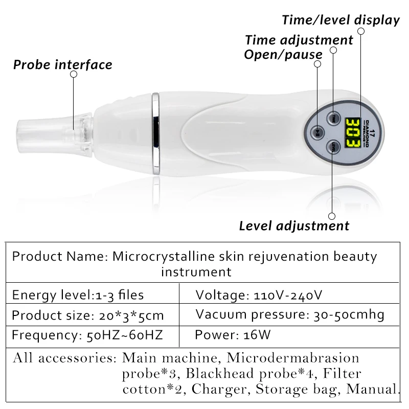 Micro acne removal and skin grinding diamond pen vacuum massage skin removal skin smoothing skincare  beauty machine equipment