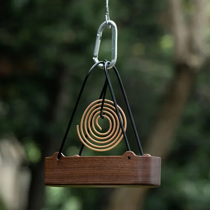 Soporte bobina mosquitos mara para exteriores, caja incienso sándalo con gancho Metal plegable