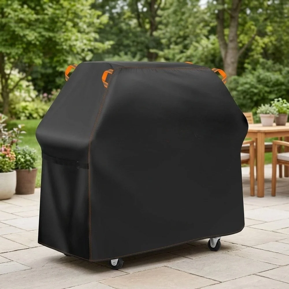 Grill Cover 22 x 28 x 5 in Black Oxford Fabric Windproof for BBQ Grills Fire Pits Outdoor Furniture Protection