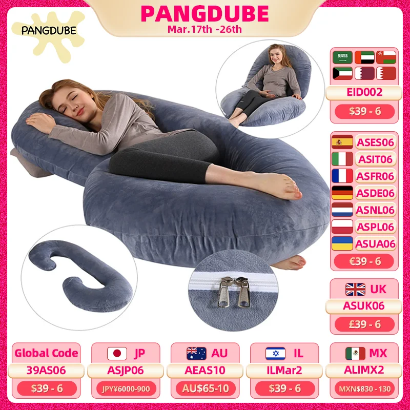 PANGDUBE 2,4 KG ~ 3 KG almohada de algodón para embarazo para mujeres embarazadas almohada corporal para dormir en forma de C cuidado para embarazo cojín de lactancia