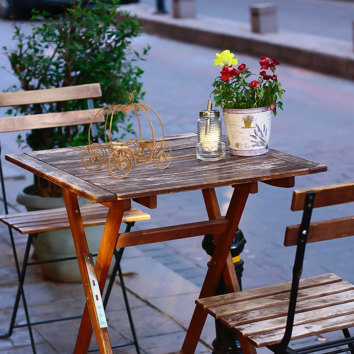 

1pc Pumpkin Carriage Holder Iron Golden Votive Stand For Halloween Decor Desktop Decoration Home Party Wedding Baby