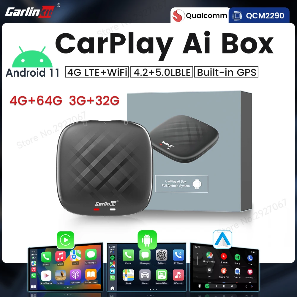 CarlinKit Mini CarPlay Ai Box Android 11 TV Box Wireless CarPlay Android Auto 4GLTE Wifi Connect PlayStore Streaming Box for Car