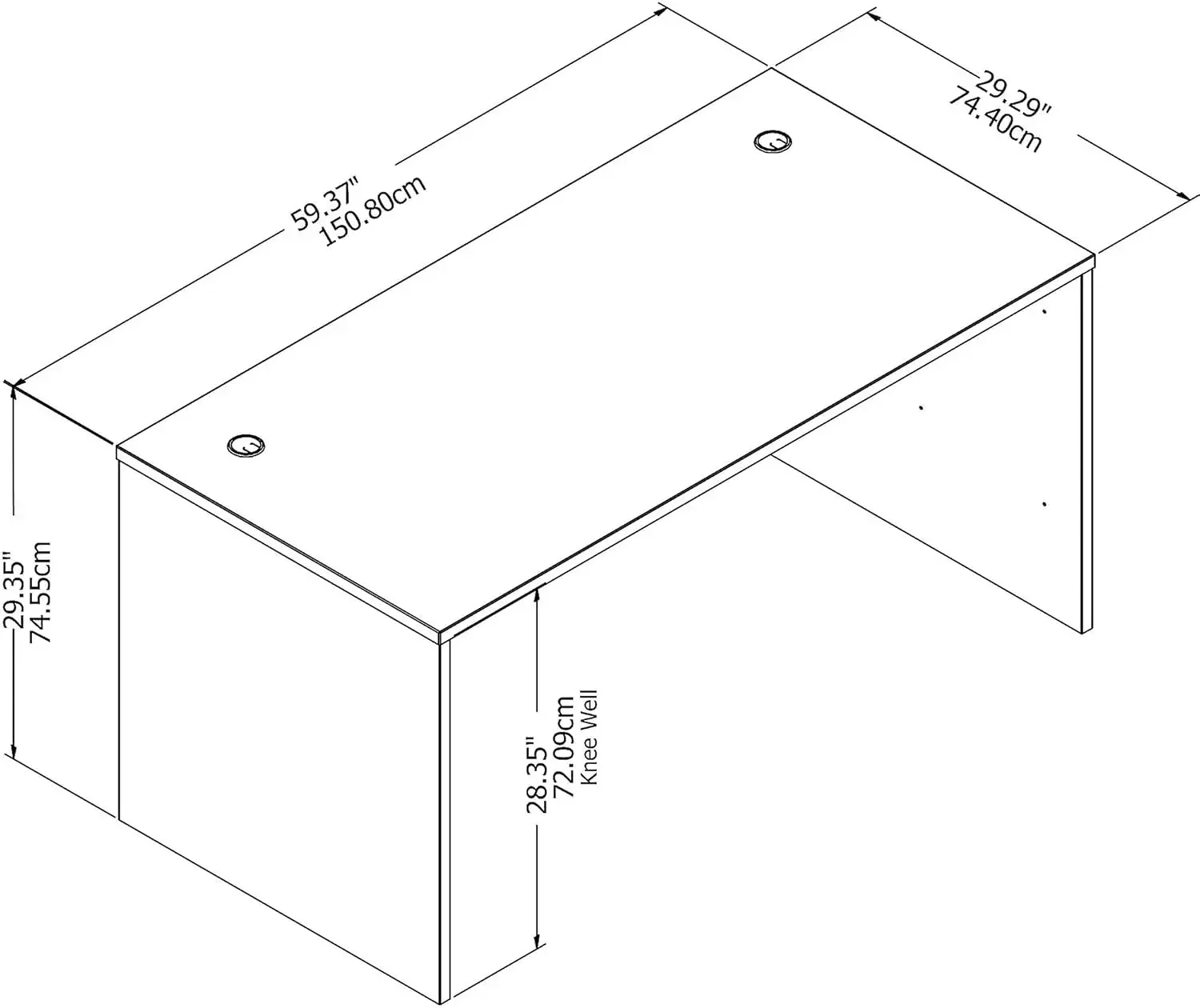 Mobiliário Empresarial Bush, Mesa de Escritório do Estúdio C, Mesa de Computador para Espaço de Trabalho Doméstico ou Profissional, 60W x 30D, Cinza Platina