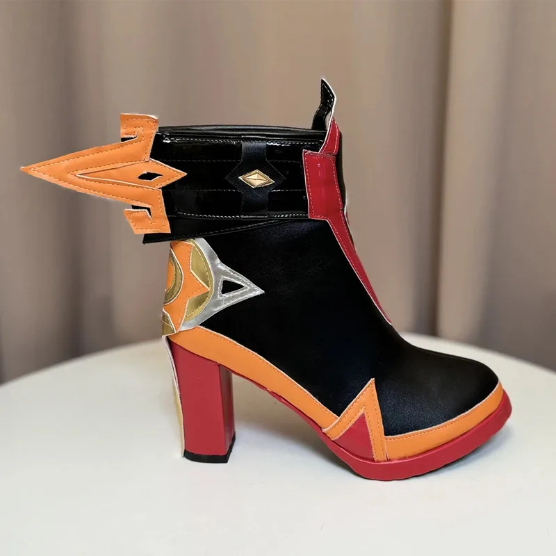 Mavuika Scarpe Gioco Genshin Impact Mavuika “Pyro Archon” Scarpe Cosplay Stivali da donna con tacco alto