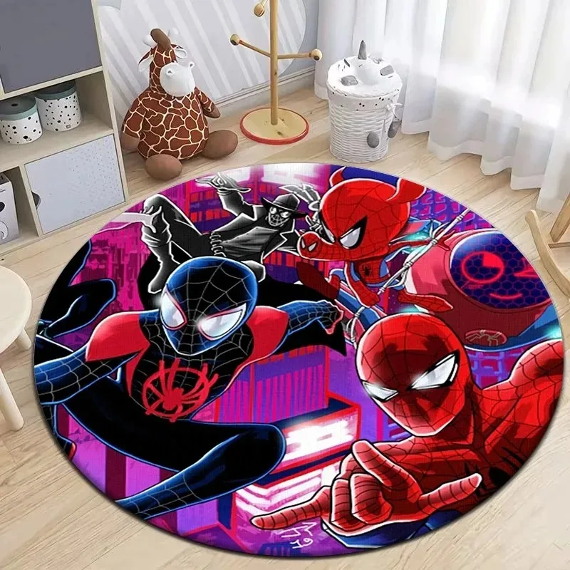 MINISO Disney Spiderman Round Carpet Children's Game Non-slip Soft Floor Mat Home Living Room Bedroom Home Decor Rug Gifts