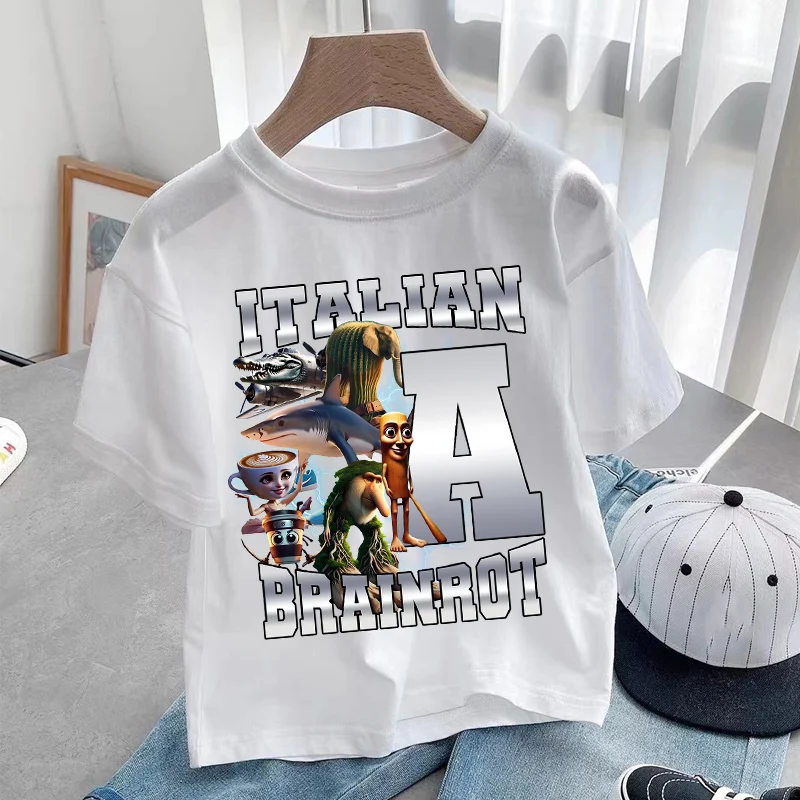 

Tralalero Tralala Letter A-Z T-shirt Boys Tungtung Sahur Brainrot Anime Short Sleeve Kids Summer Tees Tops Children Clothes Gift