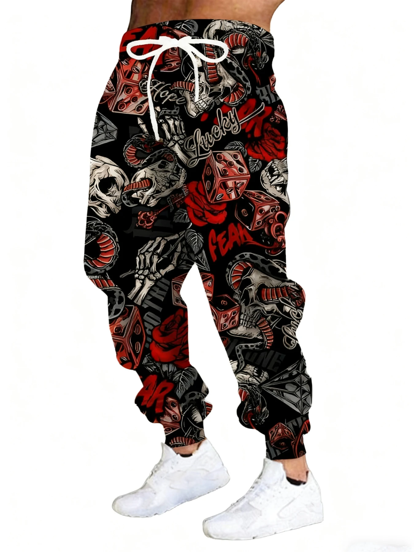 

New Men's 3D Lucky Print Casual Pants Outdoor Breathable Athletic Pants Stylish Drawstring Streetwear Trousers Mens Cuffed Pants