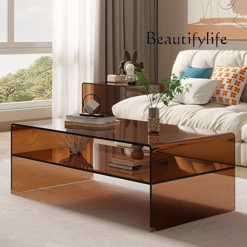 طاولة قهوة أكريليك غرفة معيشة بسيطة طاولة شاي مستطيلة مخصصة طاولة قهوة مكتب صغير حديث بسيط #5