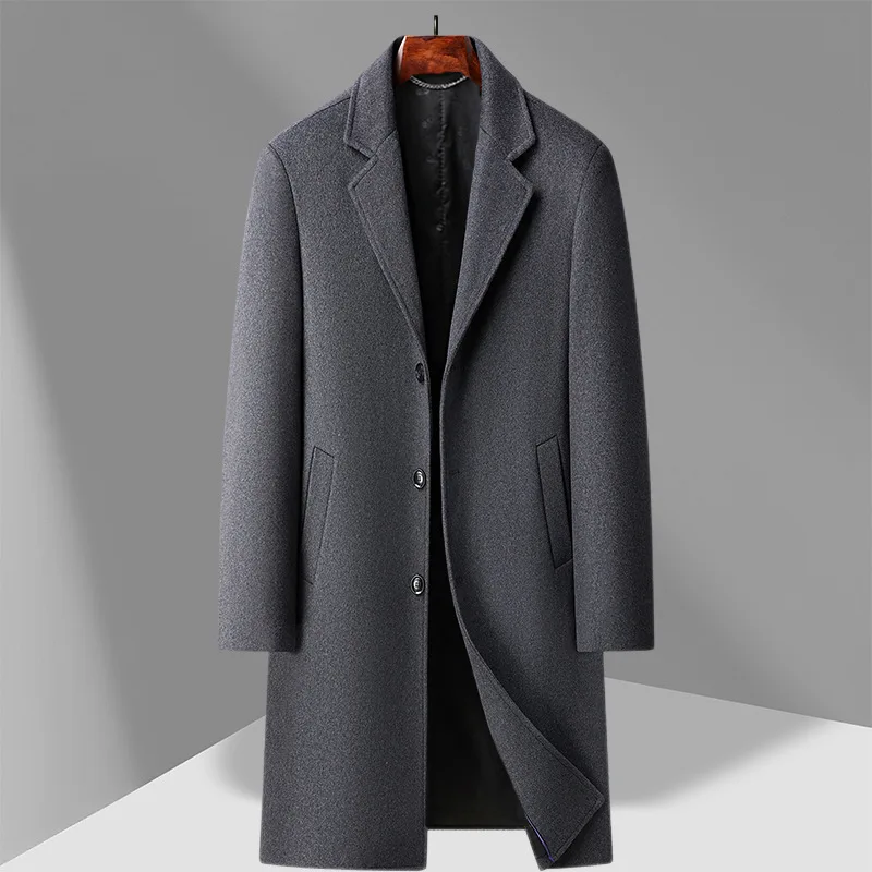

New Winter Men Wool Business Casual Overcoats Cashmere Woolen Blends Man Fleece Warm Trench Coats Quality Man Long Jackets 4XL