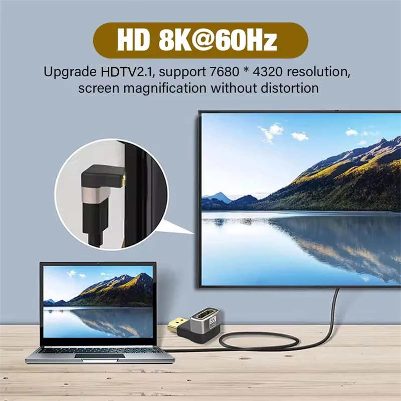 8K HDMI-Compatible2.1 Cable Adapter 90 Degree Right Angle Elbow Connector Male to Female HDTV Extender for TV PS5 Xbox PC Laptop