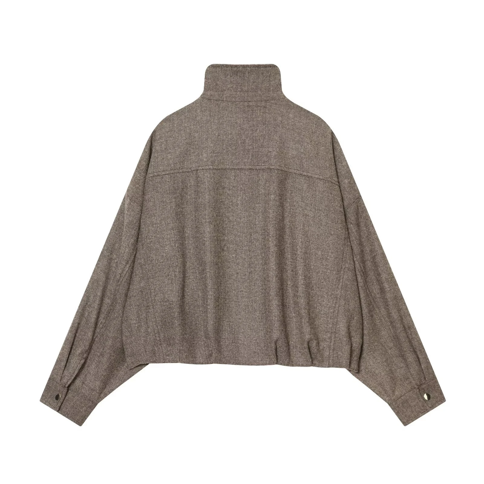 European and American 2025 Winter New Women's Loose Casual Long Sleeve Herringbone Pilot Jacket Coat