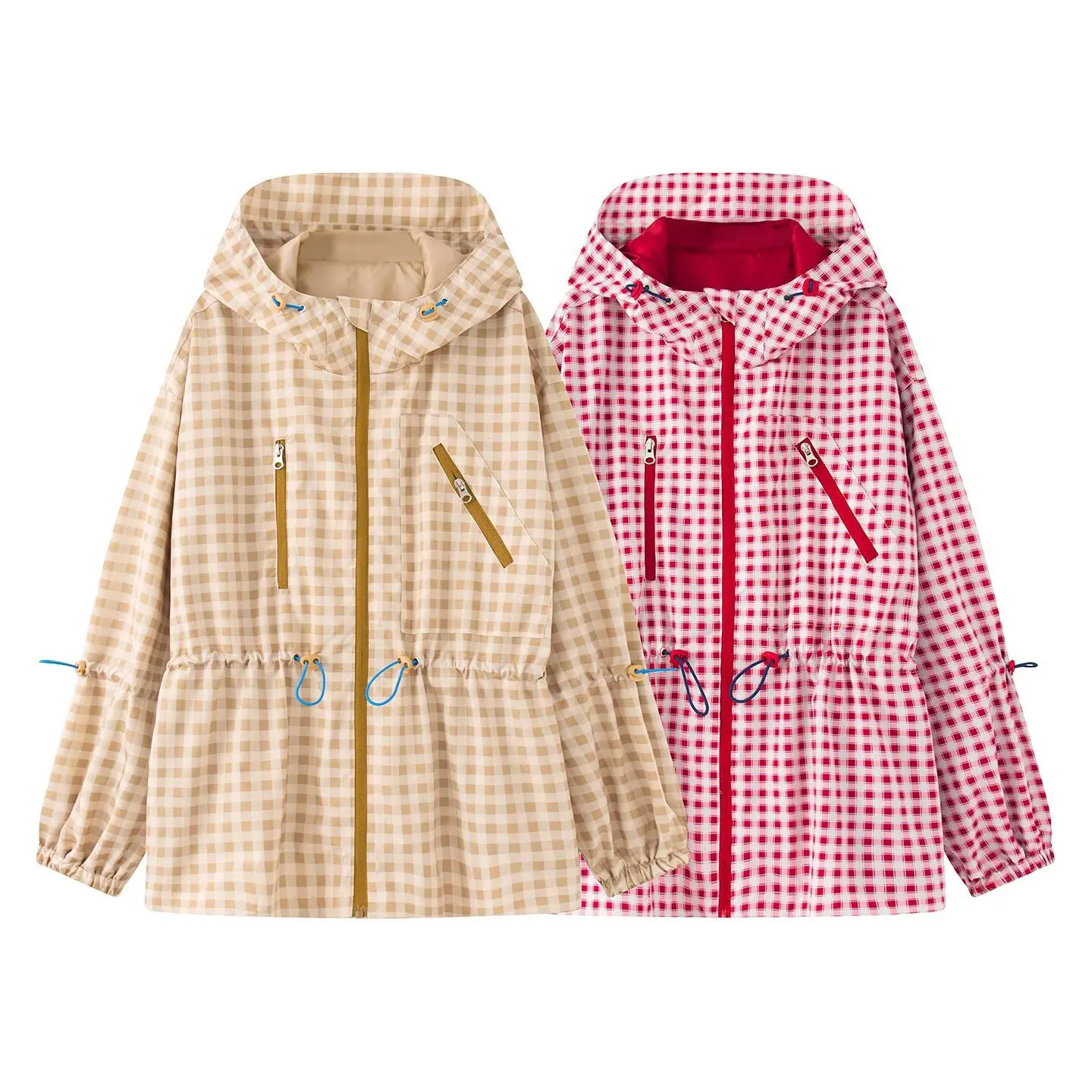 Maxdutti Women's Clothing Autumn 2026 New Laminated Windproof And Waterproof European And American Cross-border Hooded Plaid