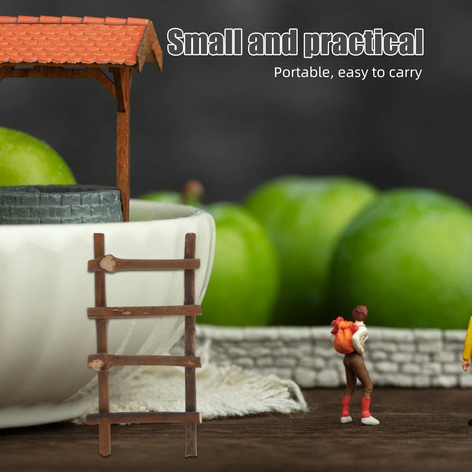 2 pezzi micro scaletta paesaggistica mini scala in rattan per giardino fatato casa delle bambole giardino di sabbia ornamento scena accessorio decorazione del treno