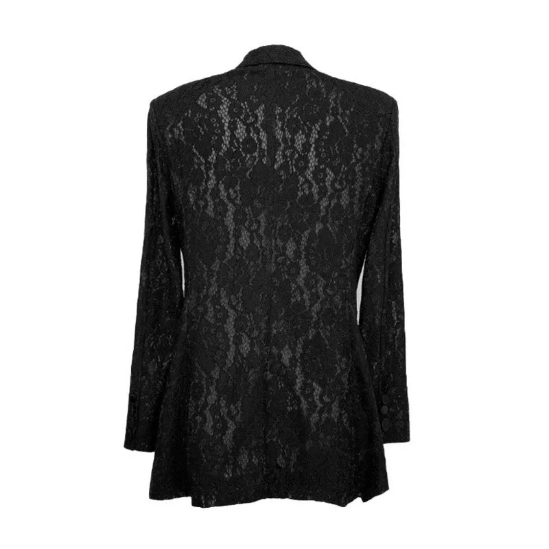HKSH Frühling Herbst Neue Frauen Blazer Jacquard Spitze Patchwork Zweireiher Slim Fit Elegante Temperament Ins Chic Jacke HK11840