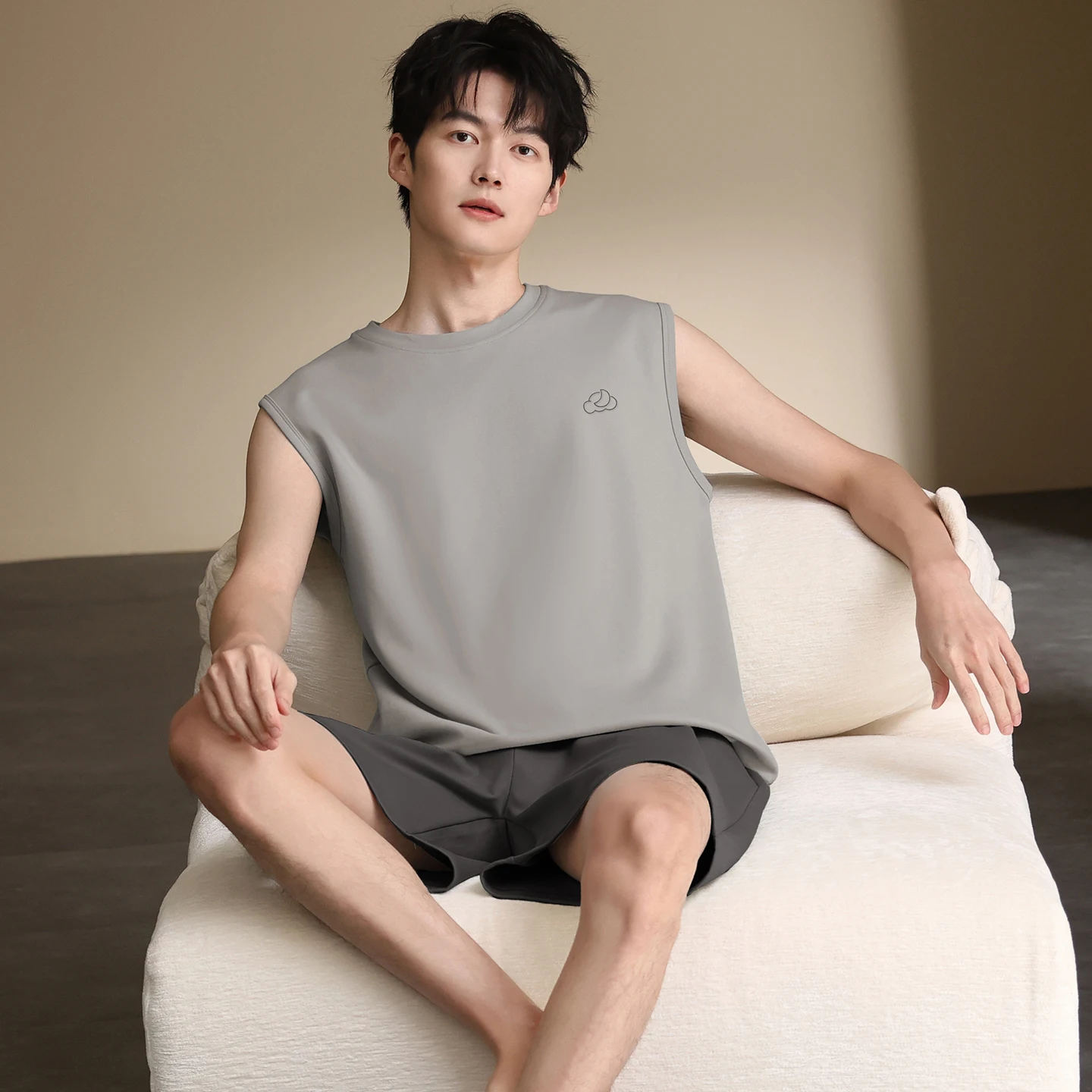 Full Cotton Men Vest Pyjamas Set Summer L-7XL Men Pajamas Suit Shorts Pajama Male Sleepwear Sleeveless Pijamas Man Nightgown