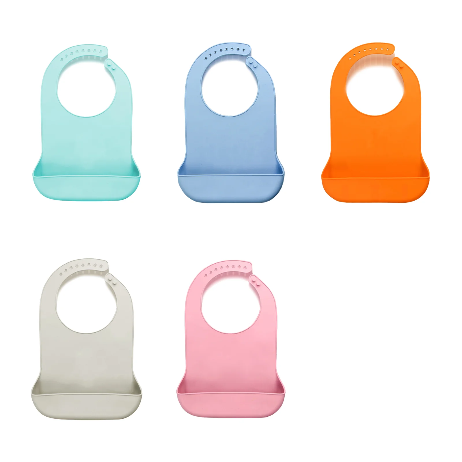 

Большой водонепроницаемый силиконовый нагрудник, набор из 5 предметов (зеленый + светло-голубой + оранжевый + серый + розовый)