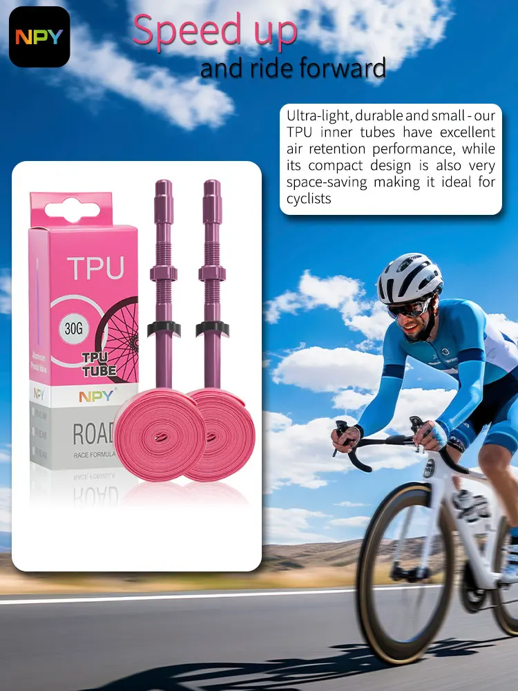 AliExpress NONE NPY Ultralight Bike Inner Tube 700x18-32c Road Bicycle TPU Tire Aluminum Alloy Valve 45/65/85mm French Valve Super Light Tube