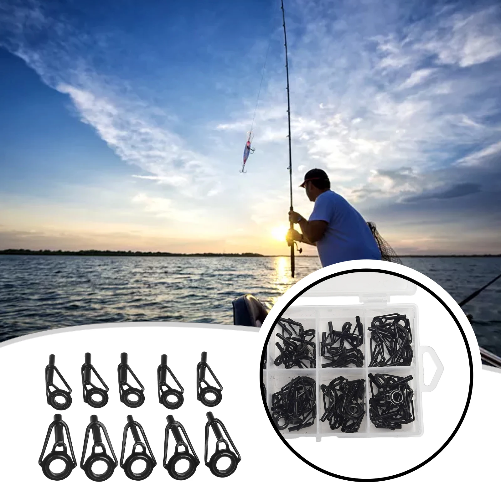 

80 Pcs/ Set Fishing Rod Guide Tip Repair Kit Rod Eye Replacement Ceramic Guide Ring Various Sizes Outdoor Fishing Accessories