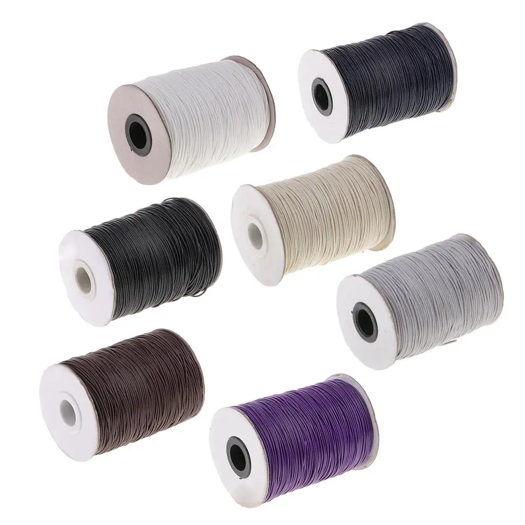 Cotton Waxed Cord 1mm Braided Bracelet Rope Beading Thread DIY Craft Wire for Leather Sewing Projects