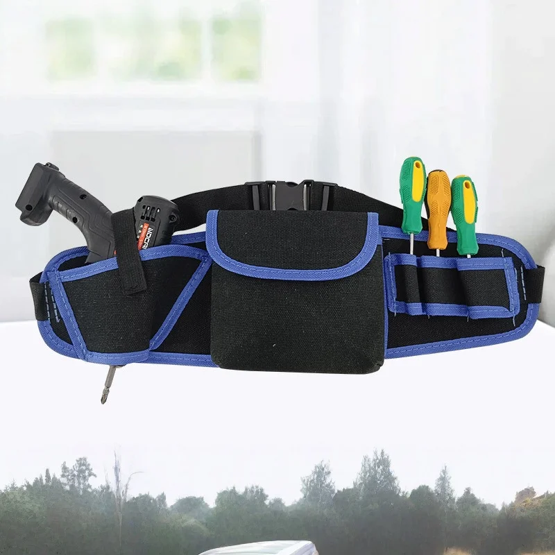 Heavy Duty Multi-Function Tool Waist Bag Wear-Resistant Multi-Pockets Safe Buckle Tool Storage Pouch for Electricians Carpenters