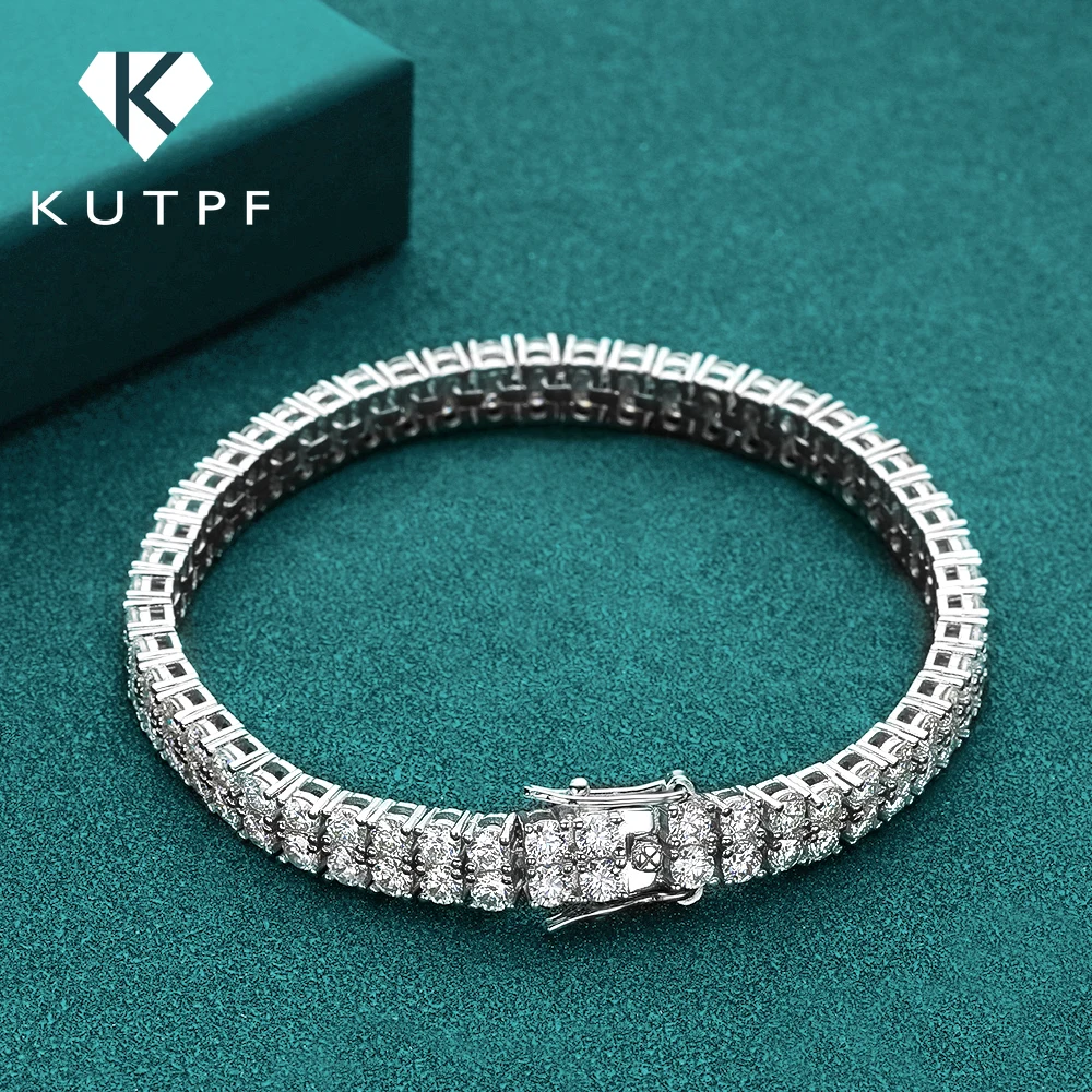 3mm Full Double Row Moissanite Tennis Bracelets with Certificate 925 Sterling Silver Diamond Bracelet for Women Men Fine Jewelry