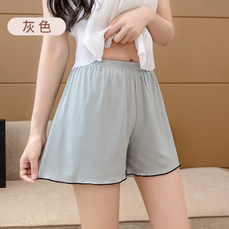 Nuevos pantalones de seguridad de seda de hielo para mujer, antiexposición, finos de verano, se pueden usar afuera, pantalones cortos sueltos para el hogar