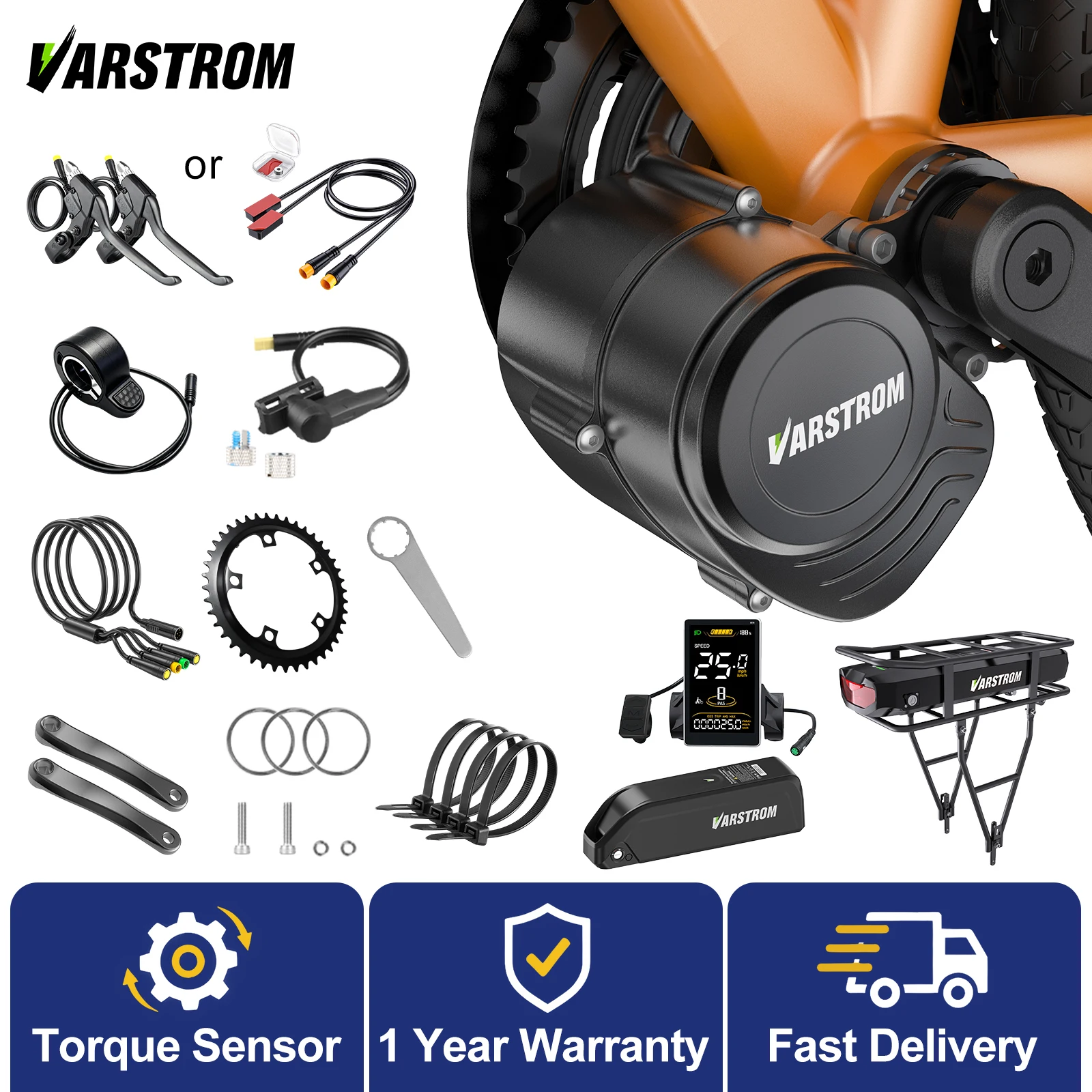 Side Hung Mid Drive Motor Kit - [미국 배송] Varstrom TSDZ2B Z8 TSDZ16