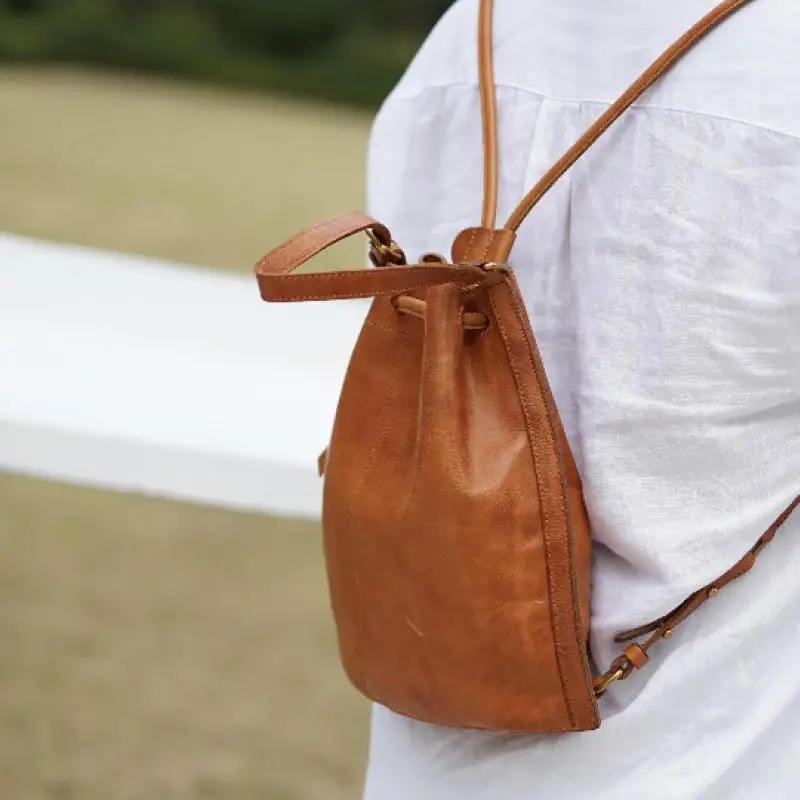 

outdoor travel handmade high quality genuine leather women's backpack weekend mountaineering luxury first laye cowhide bagpack