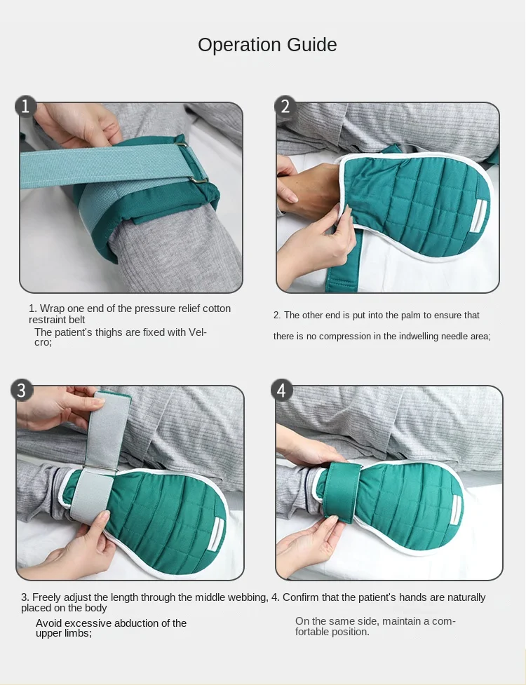 Anti-Extrubations-Rückhaltehandschuhe, doppelte Zurückhaltung von Händen und Beinen, atmungsaktiv, Anti-Greifen, Handgelenk und Bein, feste dicke Baumwolle – Detail 10
