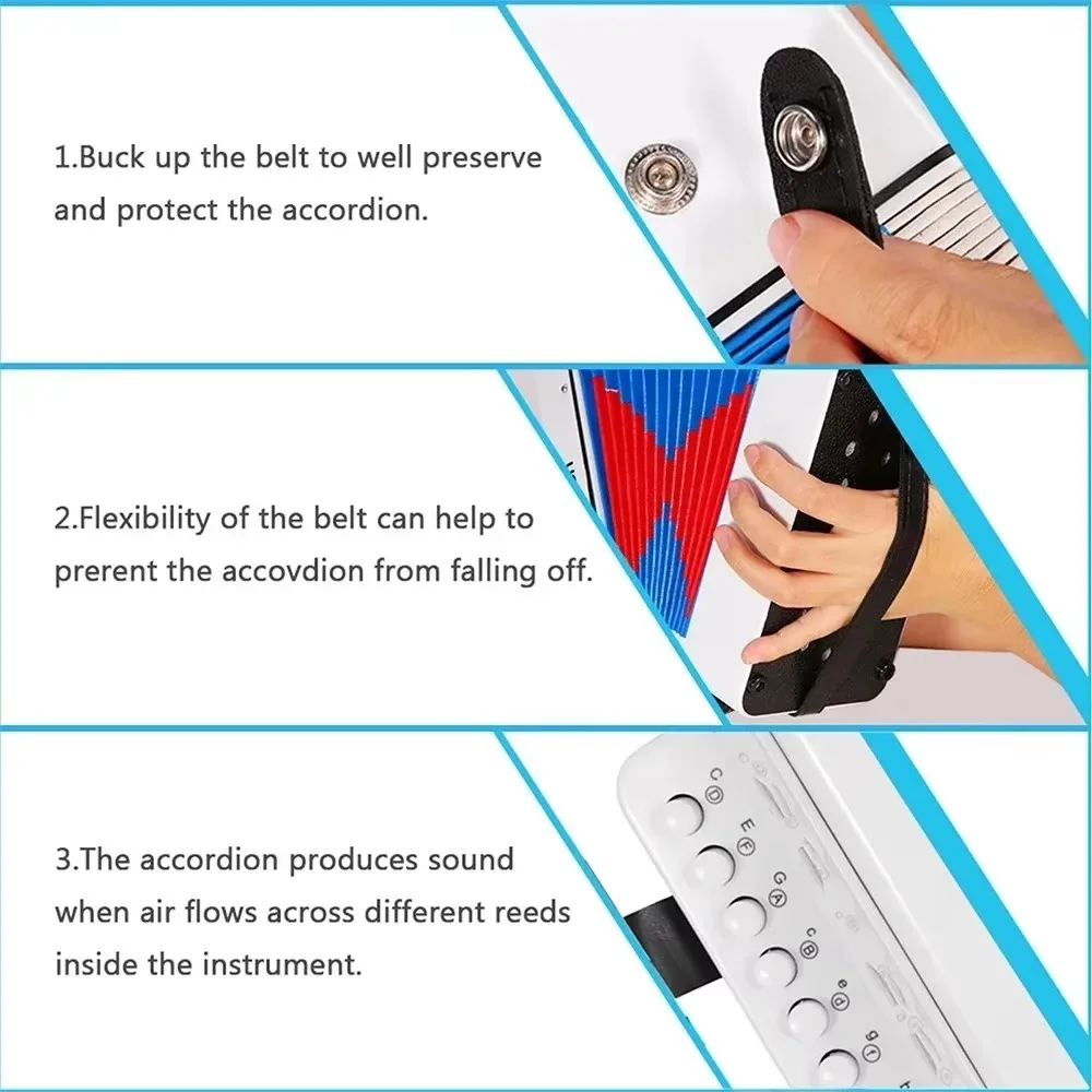 Accordion 10 Keys Piano Accordion for Children with Strap for Beginners Student Educational Musical Instrument