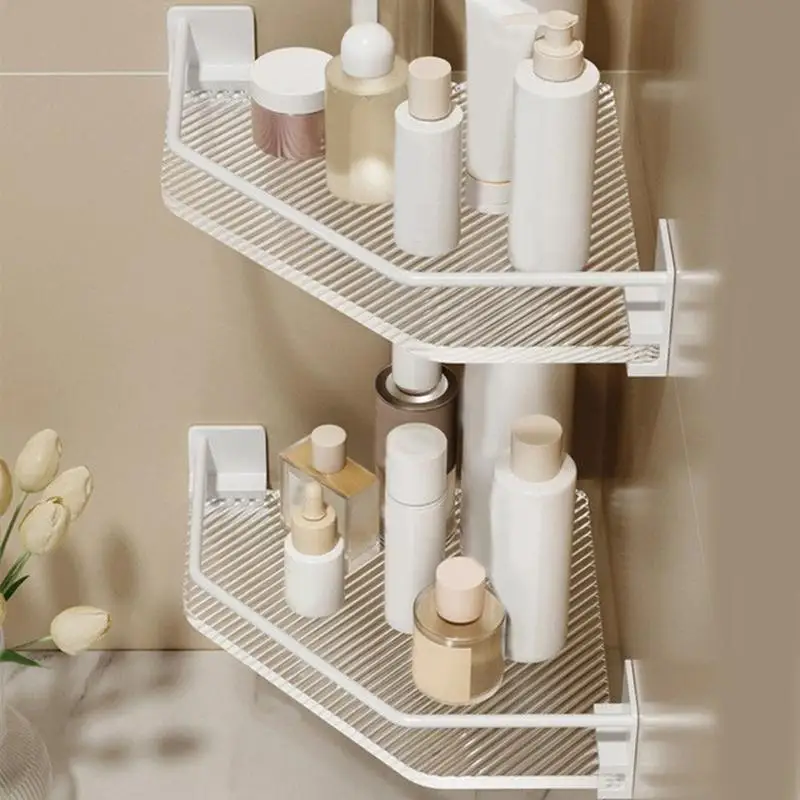 652F No Drilling Triangles Shower Basket Bathroom Shelf Organisers used for Bathroom