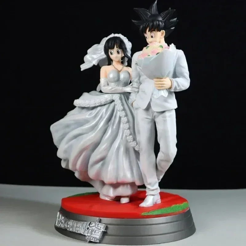 31-33cm Dragon Ball Son Goku And Chichi Marry Wedding Hot Selling Anime Action Figure Decoration Collectible Model Gifts Toys