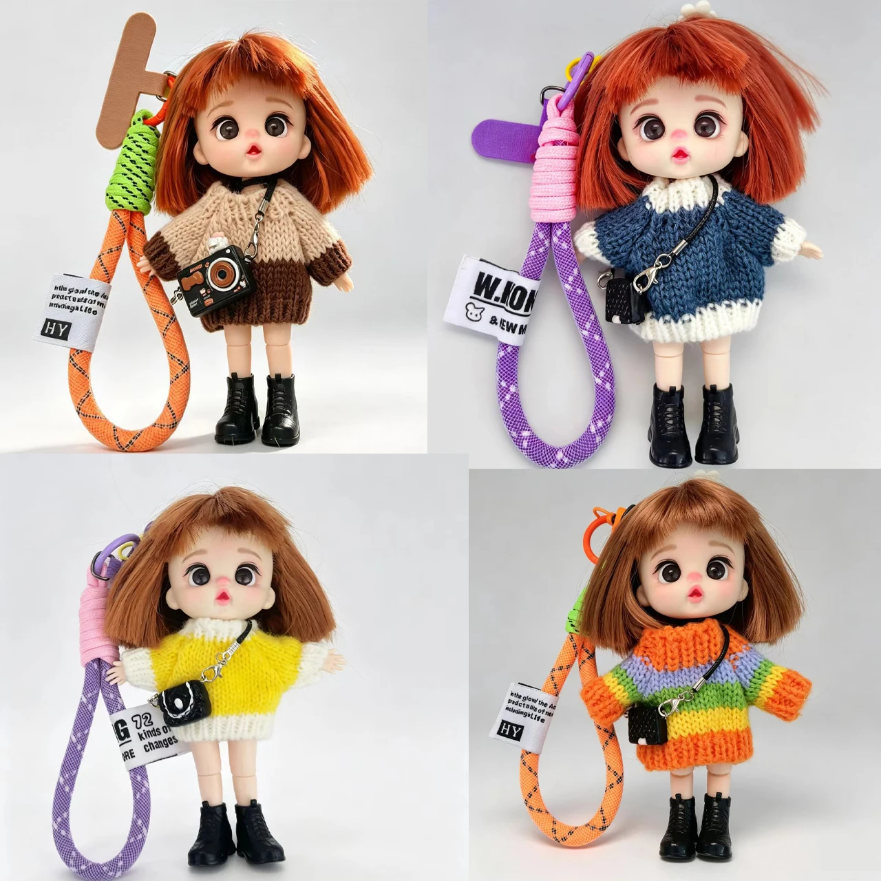 Short Hair 16cm Doll Keychains Pendants Joints Moveable Sweet Princess Doll Dress Up Toy Car Bag Charms Exquisite Girl Toy Gifts