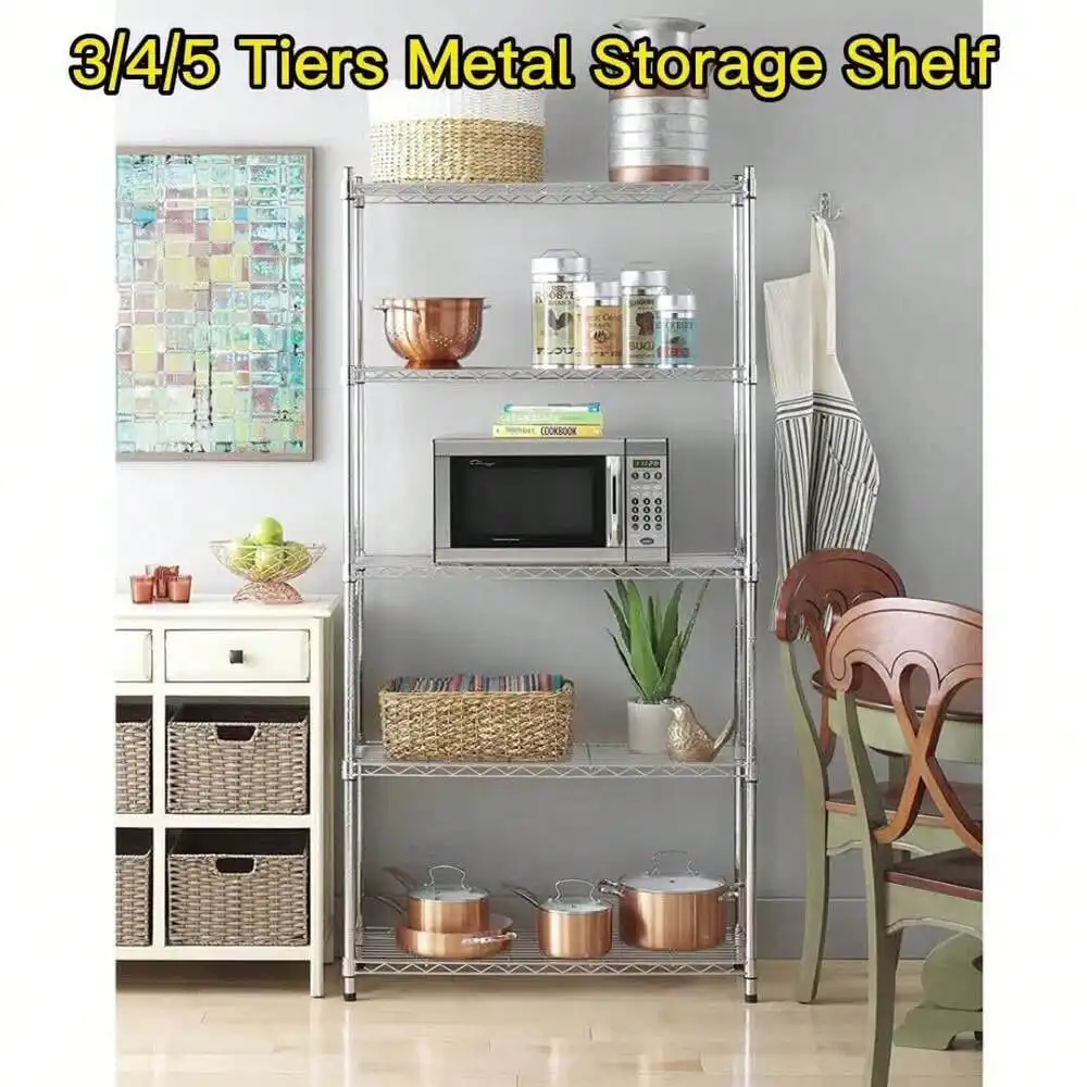 Home Kitchen Garage Wire Shelving 5 Layer Tier Storage Rack Unit Shelves Metal